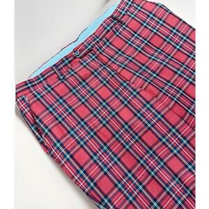 RUSH WILSON LIMITED Red Plaid Pants Mens 42 X 29 Wool Dress Trousers Preppy